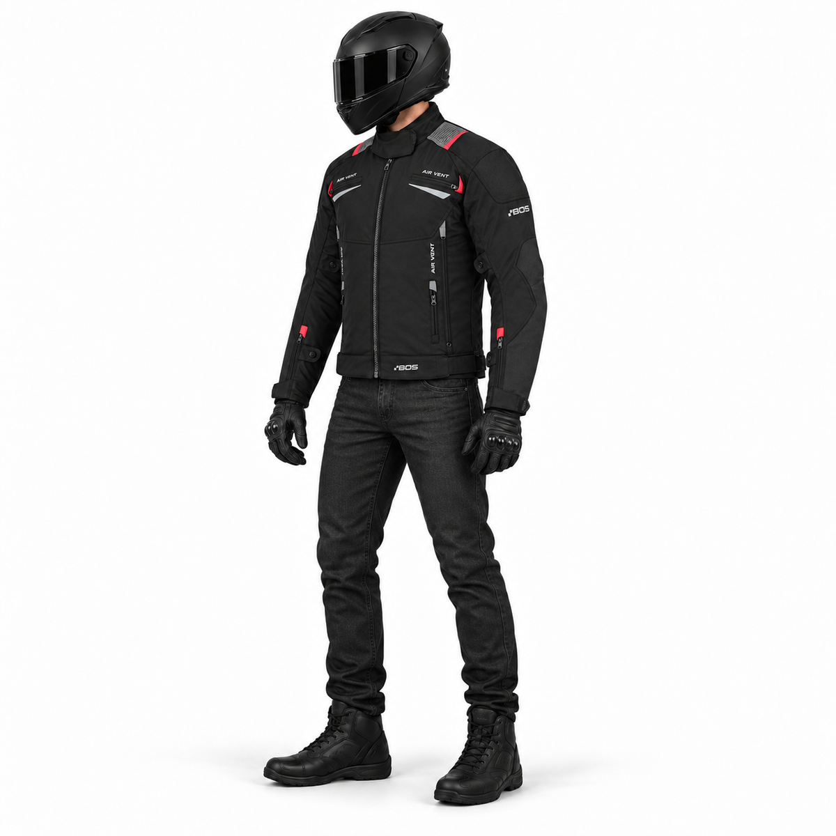 Motorradjacke Herren Schwarz – Wasserdichte Textiljacke mit Protektoren