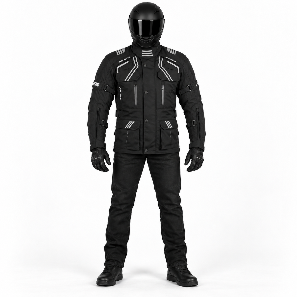 Herren-Motorradjacke mit CE-Protektoren und herausnehmbarem Thermofutter
