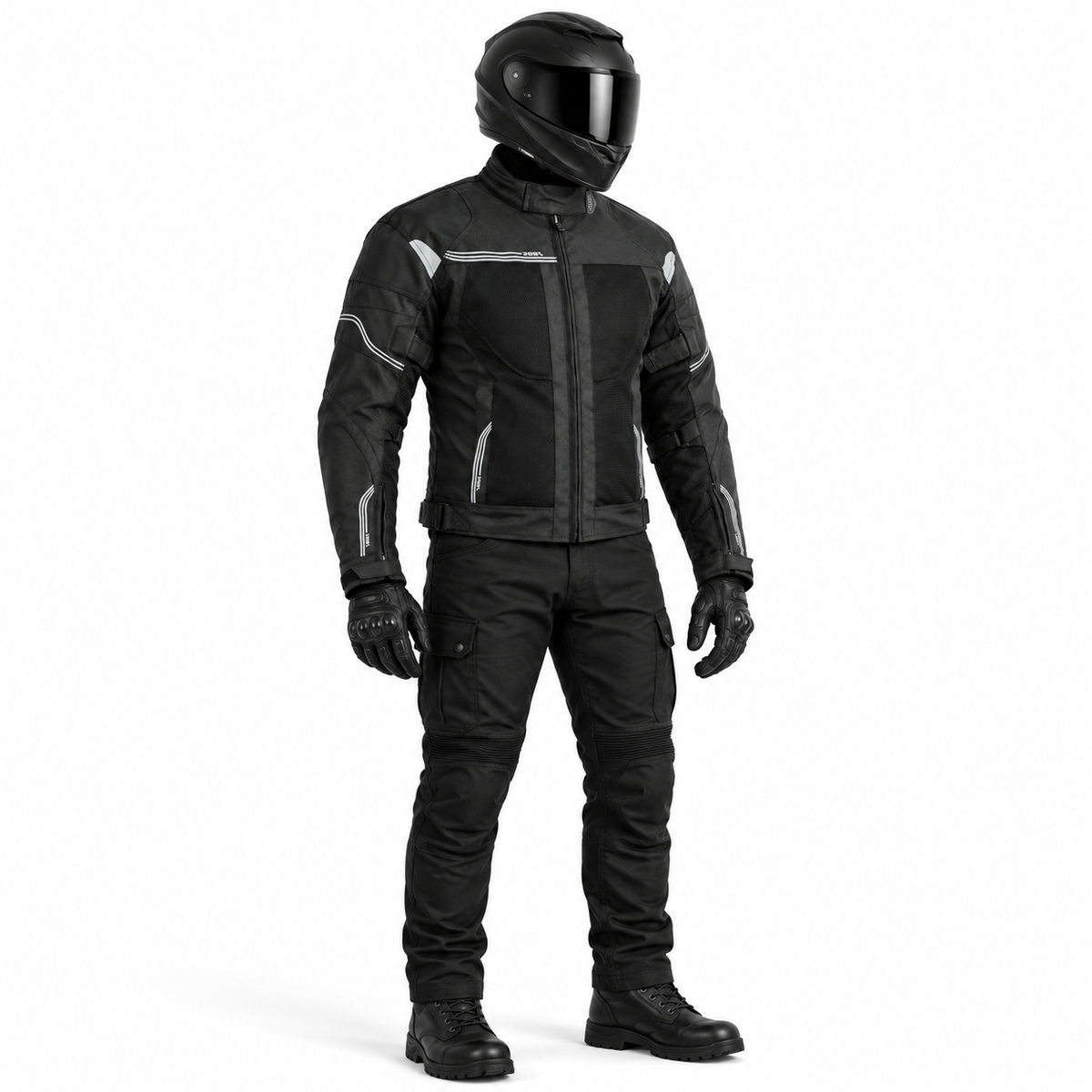 Motorrad Sommerjacke Herren Schwarz CE