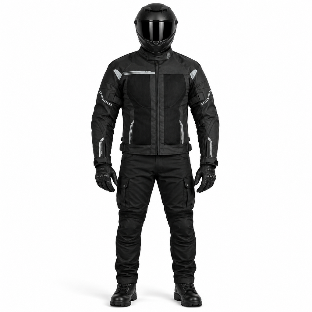 Motorrad Sommerjacke Herren Schwarz CE
