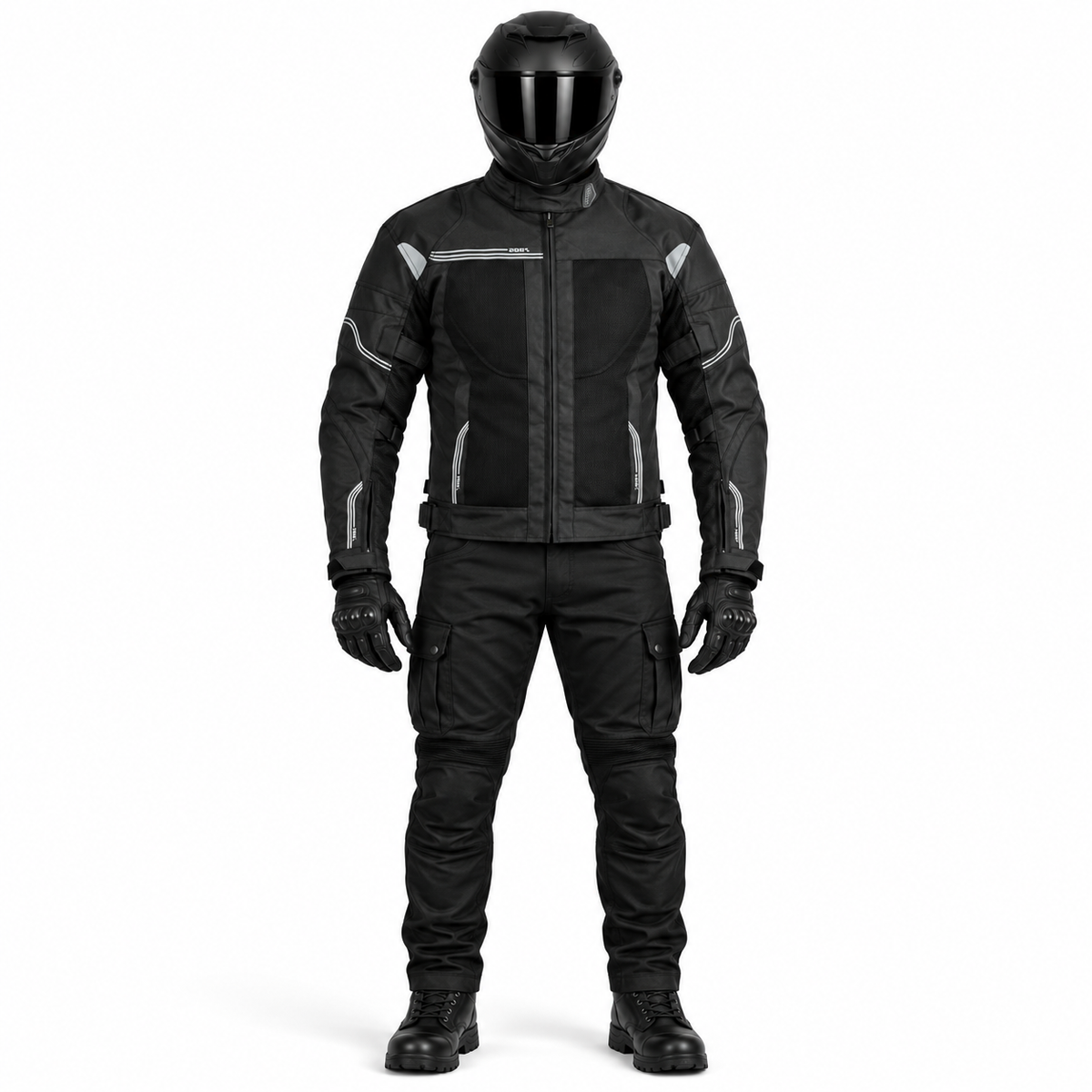 Herren Motorradjacke Sommer in Schwarz, Blau & Grau mit CE-Protektoren