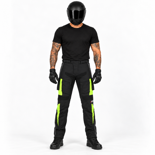 Herren Motorrad Touringhose mit verstellbarer Taille und Oberschenkeltaschen