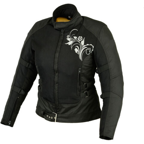 Damen Sommer-Motorradjacke in Schwarz mit Mesh und CE-Protektoren – Kurzer Schnitt