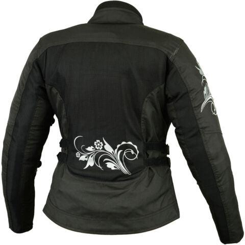 Damen Sommer-Motorradjacke in Schwarz mit Mesh und CE-Protektoren – Kurzer Schnitt
