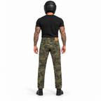Motorrad-Cargohose Grün mit CE-Knieprotektoren und Aramid-Verstärkung