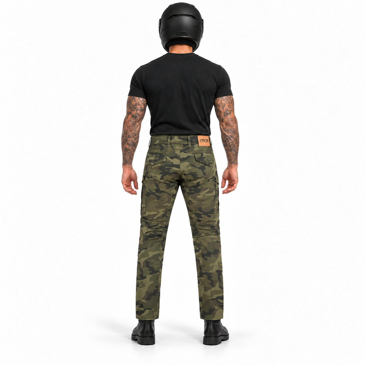 Motorrad-Cargohose Grün mit CE-Knieprotektoren und Aramid-Verstärkung