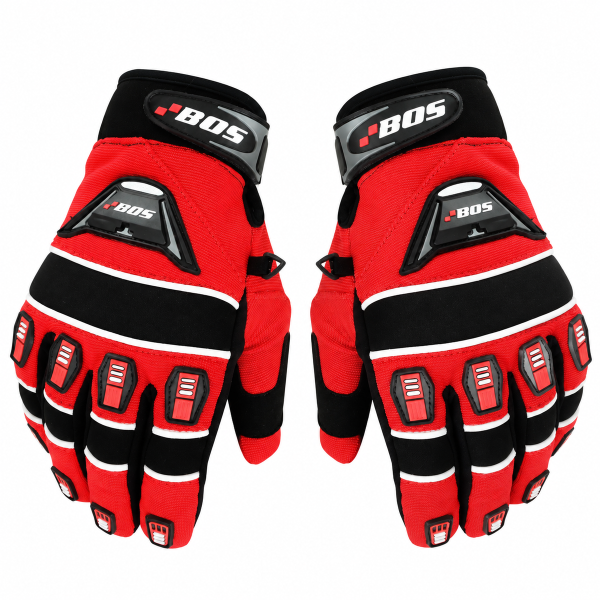 Herren Motorradhandschuhe Rot Schwarz mit Fingerprotektoren und verstärkter Handfläche