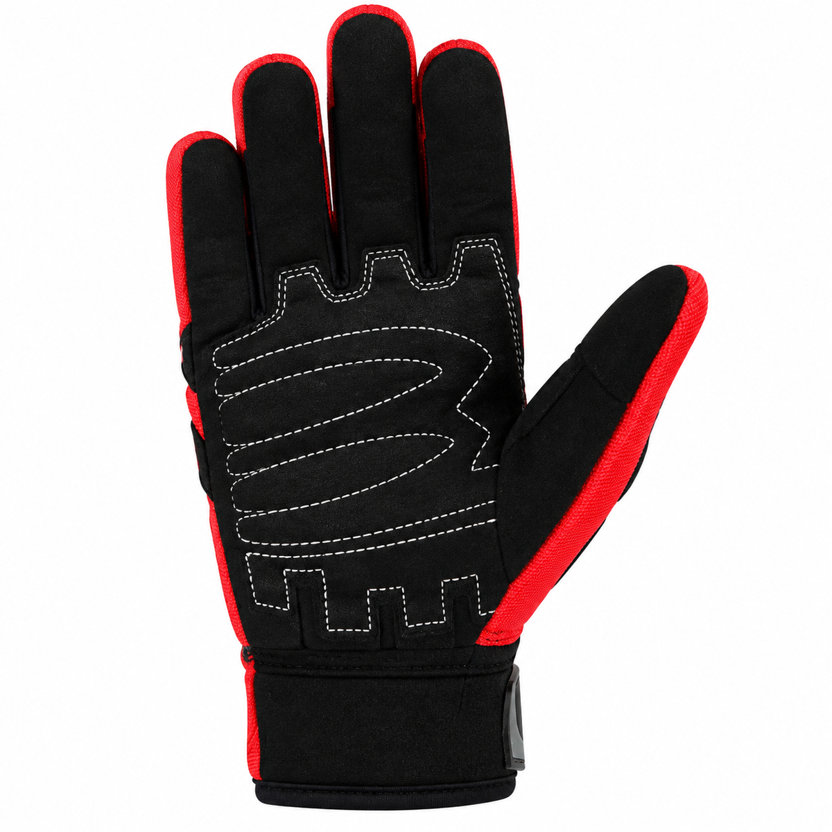 Herren Motorradhandschuhe Rot Schwarz mit Fingerprotektoren und verstärkter Handfläche