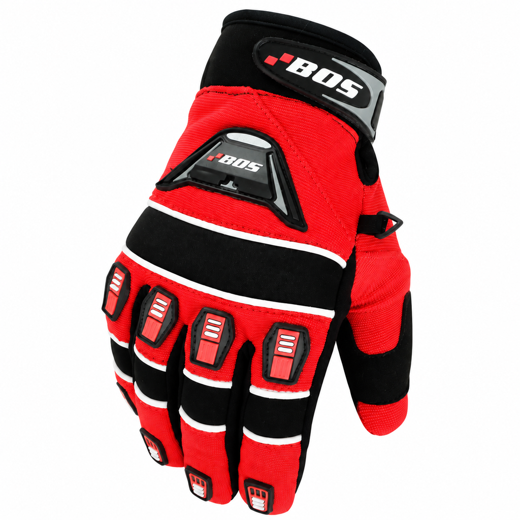 Herren Motorradhandschuhe Rot Schwarz mit Fingerprotektoren und verstärkter Handfläche