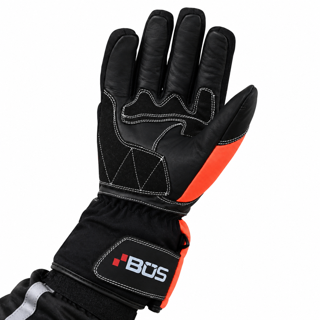 Motorradhandschuhe Herren Lange Stulpe mit verstärkter Handfläche Orange