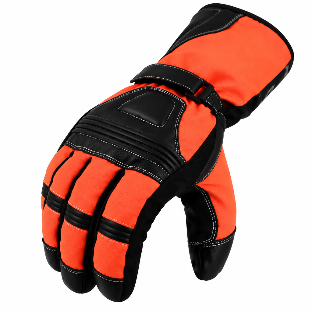 Motorradhandschuhe Herren Lange Stulpe mit verstärkter Handfläche Orange