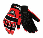 Herren Motorradhandschuhe Rot Schwarz mit Fingerprotektoren und verstärkter Handfläche