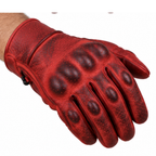 Rote Motorrad-Lederhandschuhe Herren mit Knöchelprotektoren
