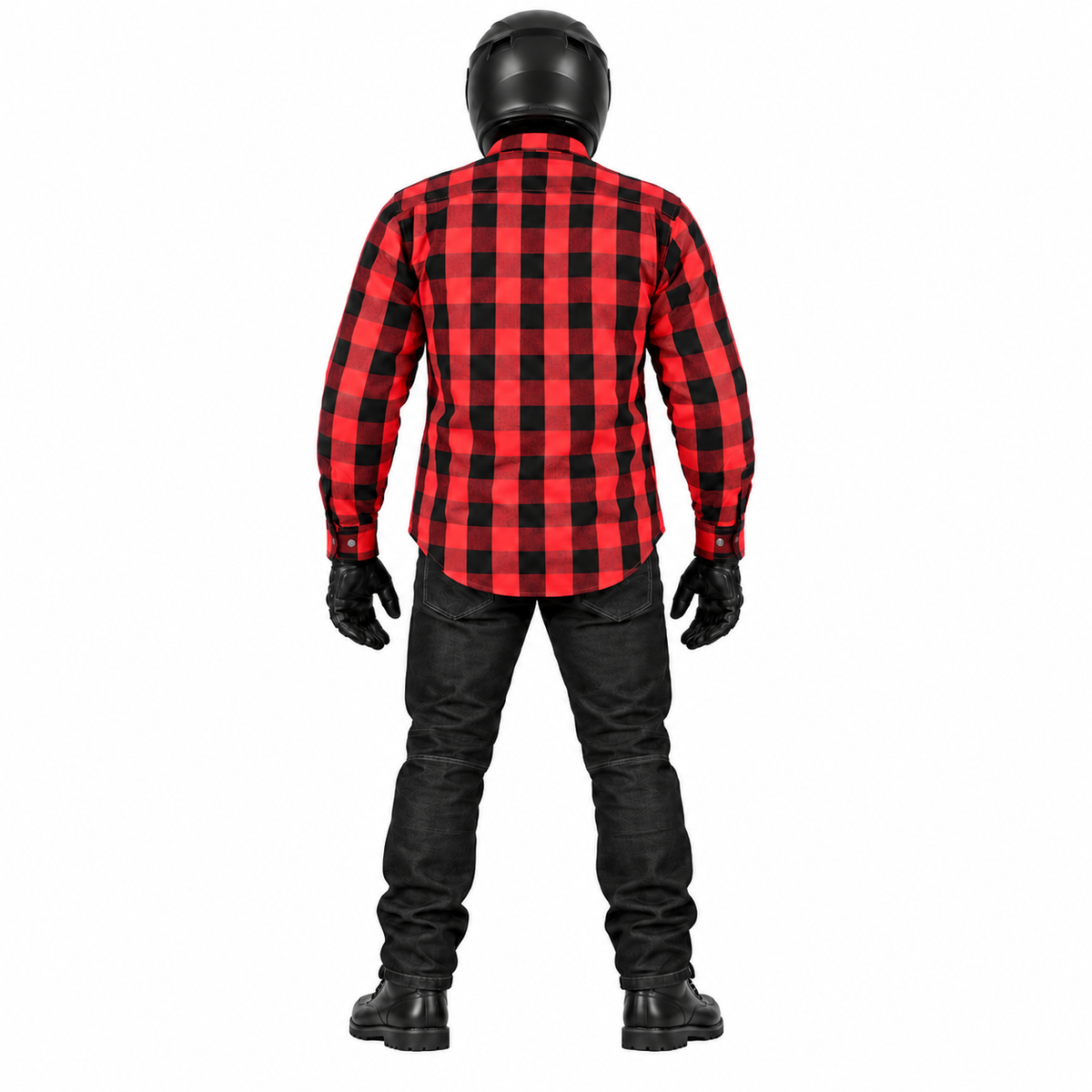 Motorradhemd Herren Rot/Schwarz – Kariertes Bikerhemd mit Reißverschluss