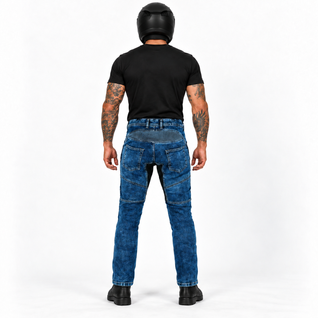 Motorradjeans mit Stretch und Belüftung – Herausnehmbare Knie- und Hüftprotektoren
