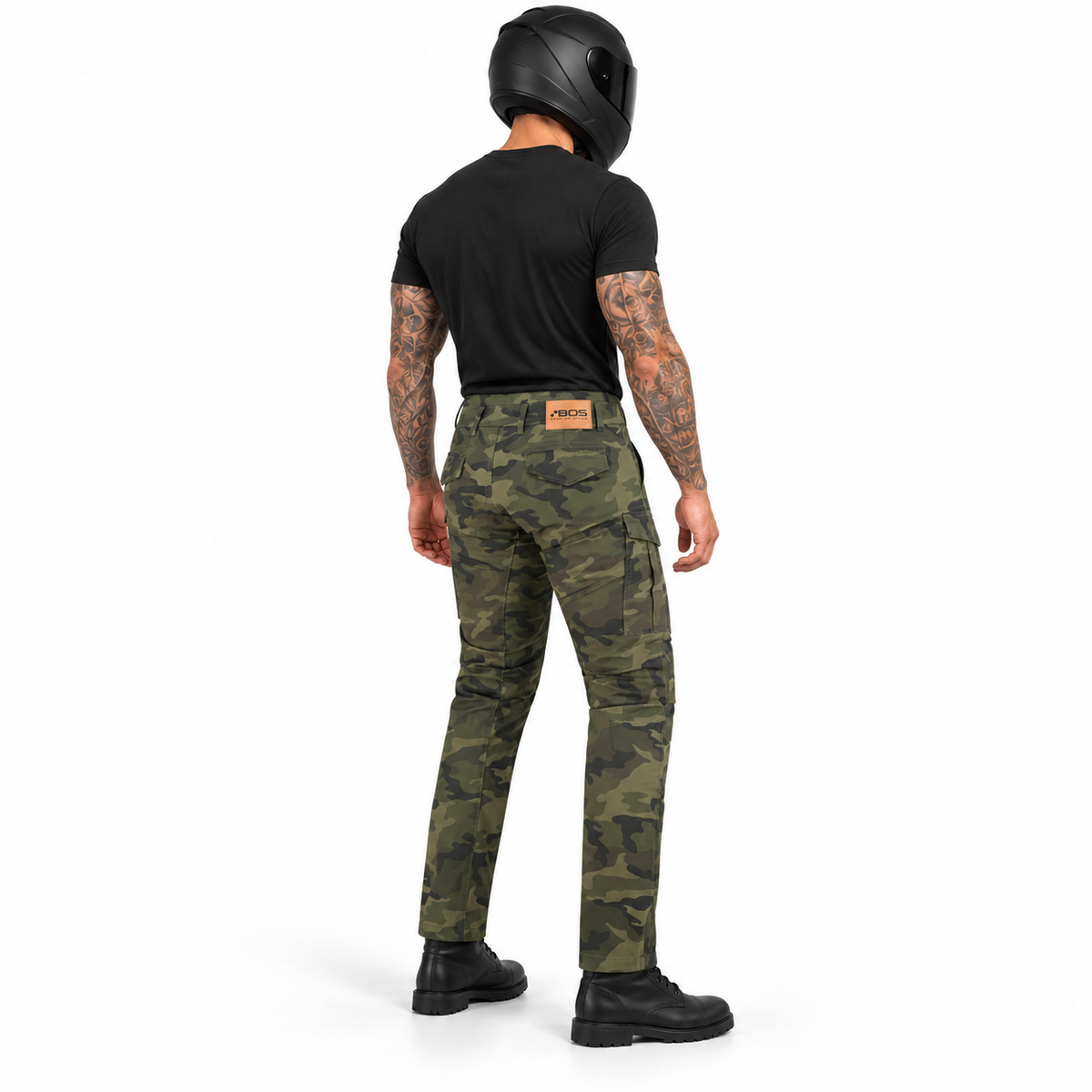 Motorrad-Cargohose Grün mit CE-Knieprotektoren und Aramid-Verstärkung