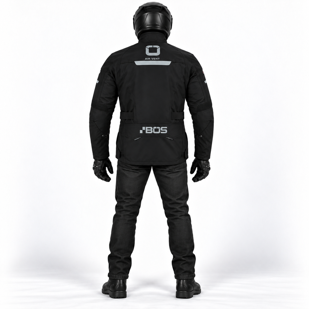 Touring-Motorradjacke Schwarz aus 600D-Polyester mit herausnehmbarem Thermofutter