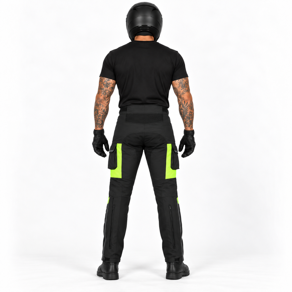 Herren Motorrad Touringhose mit verstellbarer Taille und Oberschenkeltaschen