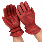Rote Motorrad-Lederhandschuhe Herren mit klassischer Vintage-Optik