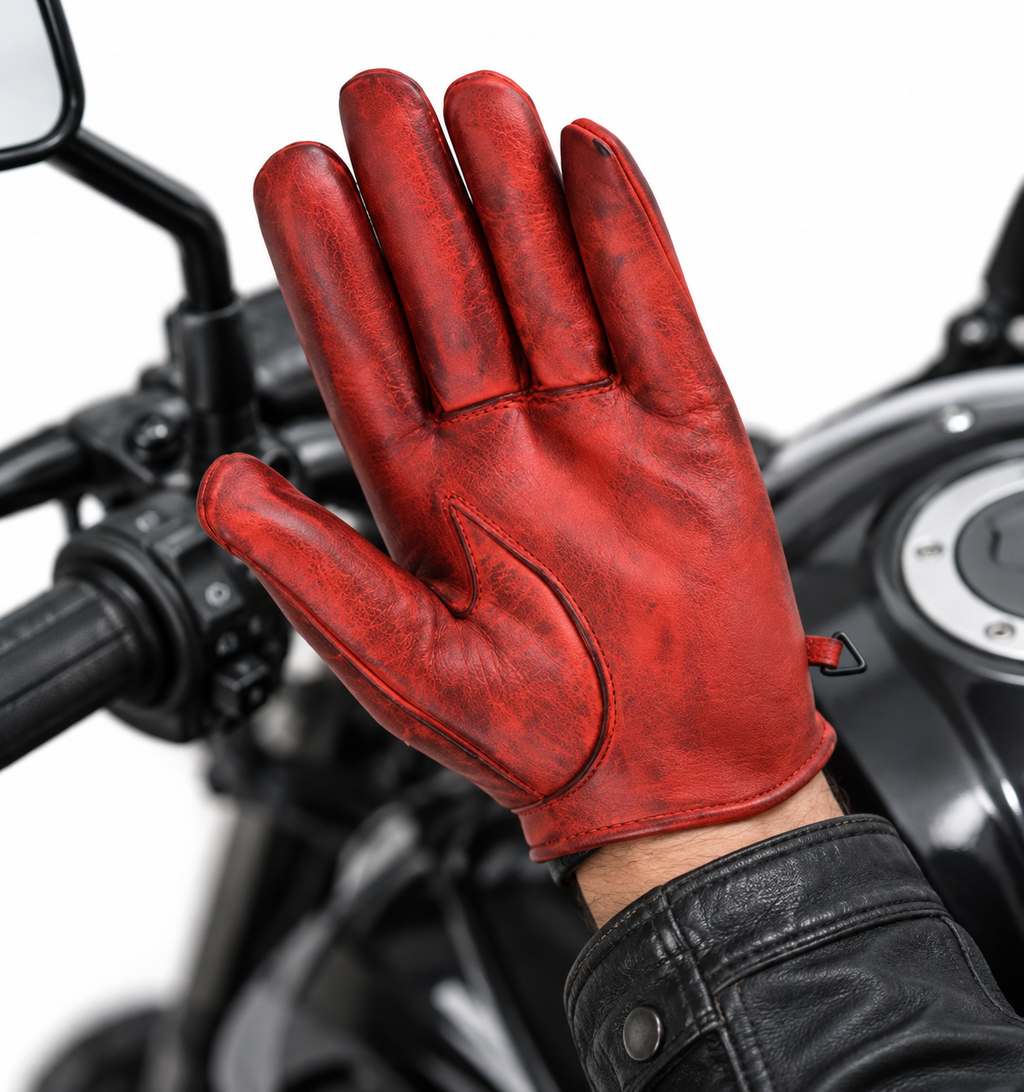 Rote Herren-Lederhandschuhe mit klassischer Passform