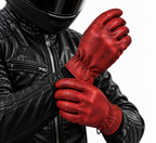 Rote Herren-Lederhandschuhe mit klassischer Passform