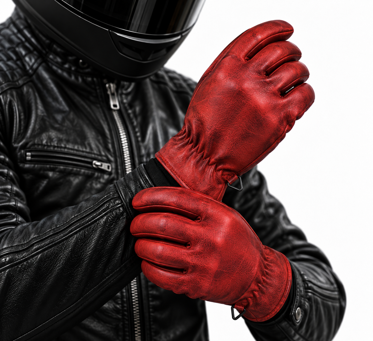 Rote Herren-Lederhandschuhe mit klassischer Passform