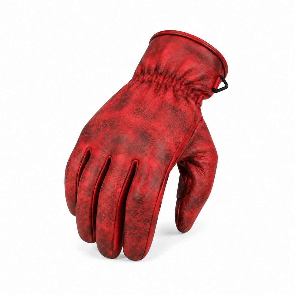 Rote Motorrad-Lederhandschuhe Herren mit klassischer Vintage-Optik