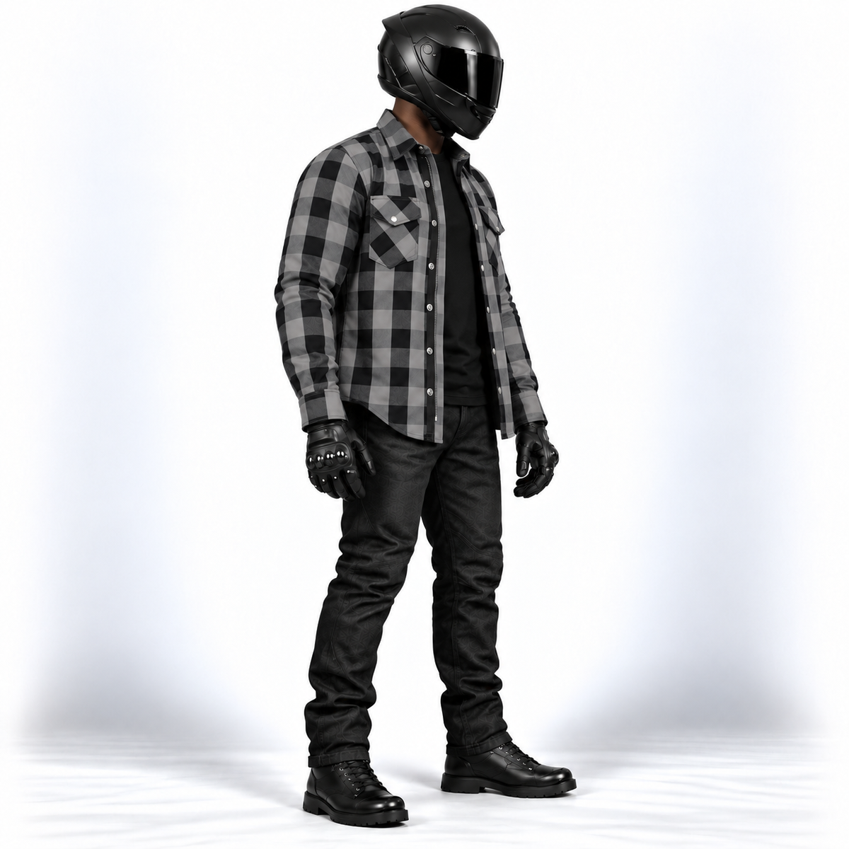 Motorrad Holzfällerhemd Herren mit Aramid-Verstärkung und CE-Protektoren – Biker Flanellhemd