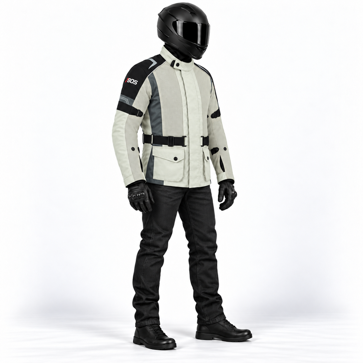 Herren Touring-Motorradjacke mit Mesh und CE-Protektoren – Allwetter