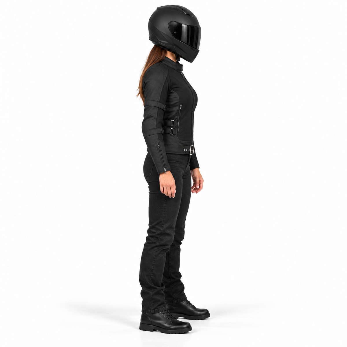 Damen Sommer-Motorradjacke in Schwarz mit Mesh und CE-Protektoren – Kurzer Schnitt