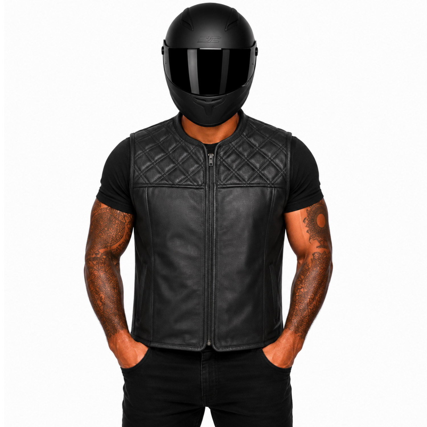 Street Rider Herren Motorradweste Schwarz mit Diamantsteppung