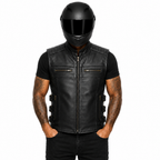 Road Star Herren Lederweste mit Stehkragen