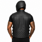Road Star Herren Lederweste mit Stehkragen