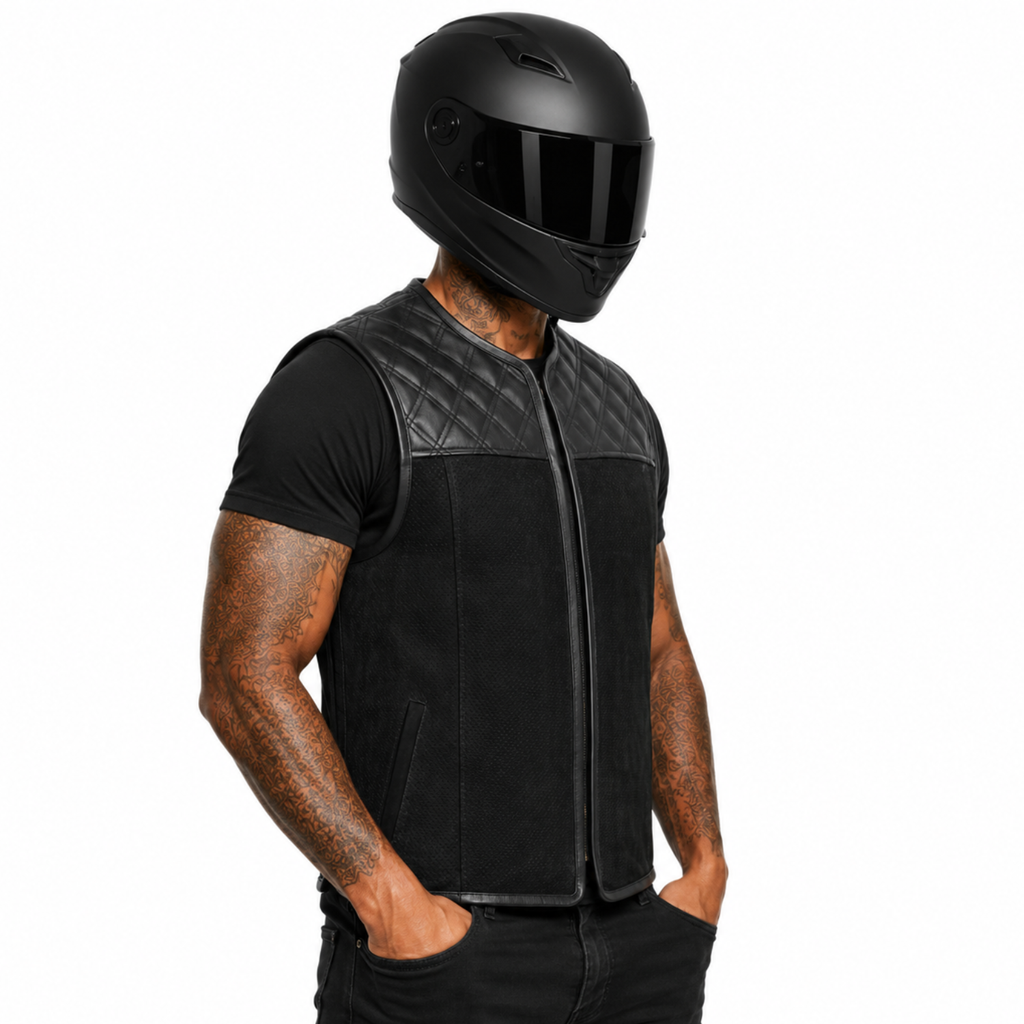 Road Star Herren Nubukleder Weste – Klassischer Biker-Look