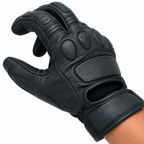 Schwarze Herren Leder Motorradhandschuhe mit Schutzpolstern