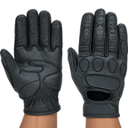 Schwarze Herren Leder Motorradhandschuhe mit Schutzpolstern