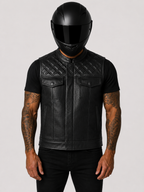 Roadmaster Motorrad Lederweste Herren im klassischen Club-Style auf Motorrad