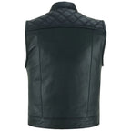 Roadmaster Motorrad Lederweste Schwarz Nähten Rückenansicht für Patches und Club-Abzeichen