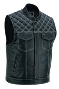 Seitliche Ansicht der Roadmaster Motorrad Lederweste aus Premium Rindsleder