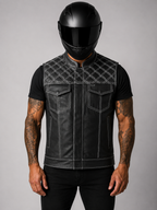 moder der Roadmaster Motorrad Lederweste mit großer Rückenfläche für Patches