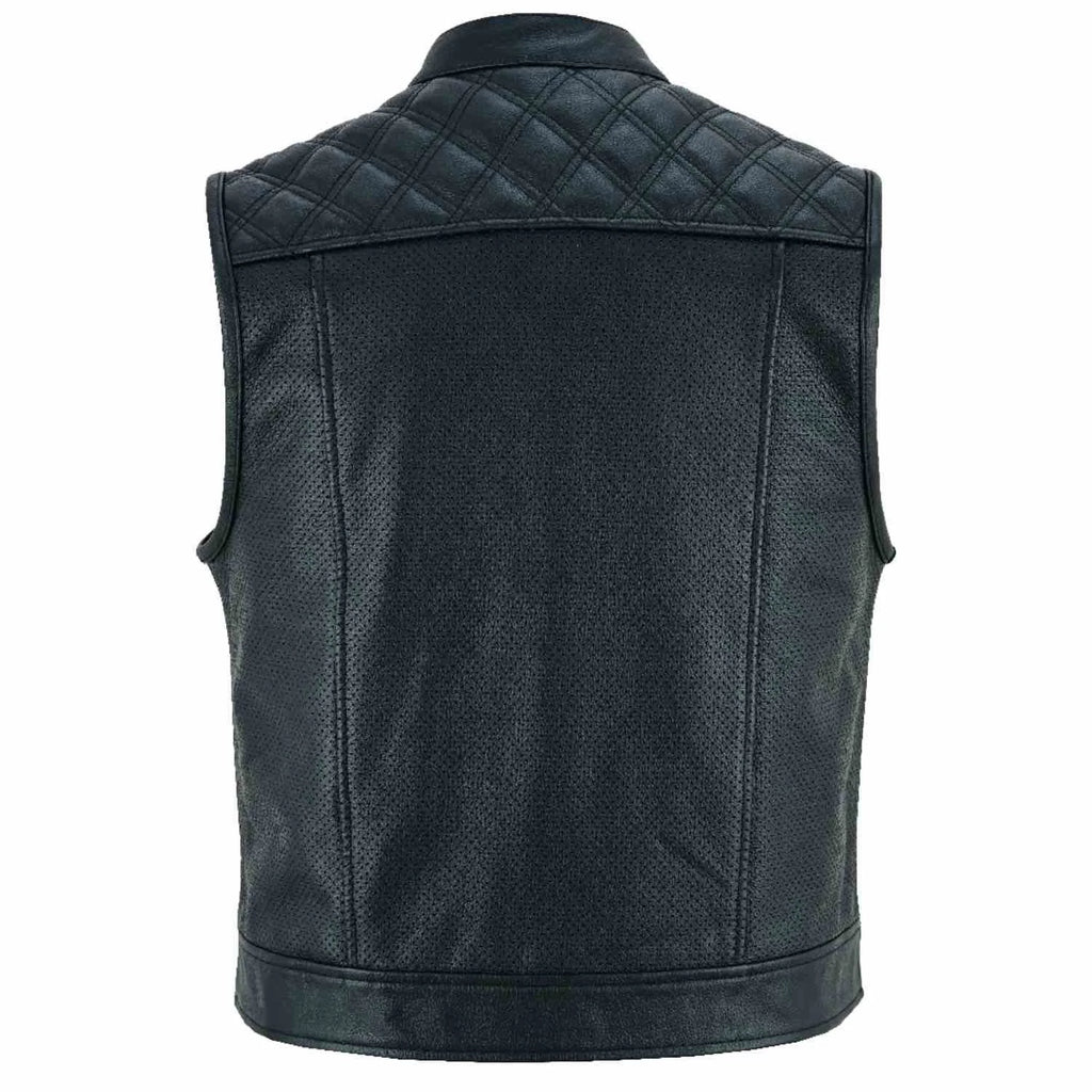 Roadmaster Motorrad Lederweste mit großer Rückenfläche für Patches Rückansicht