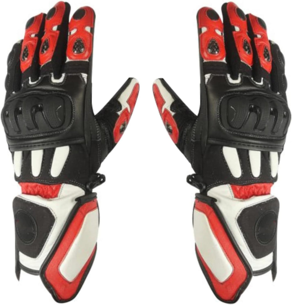 Herren Motorradhandschuhe Schwarz Rot mit Protektoren und Touring-Komfort