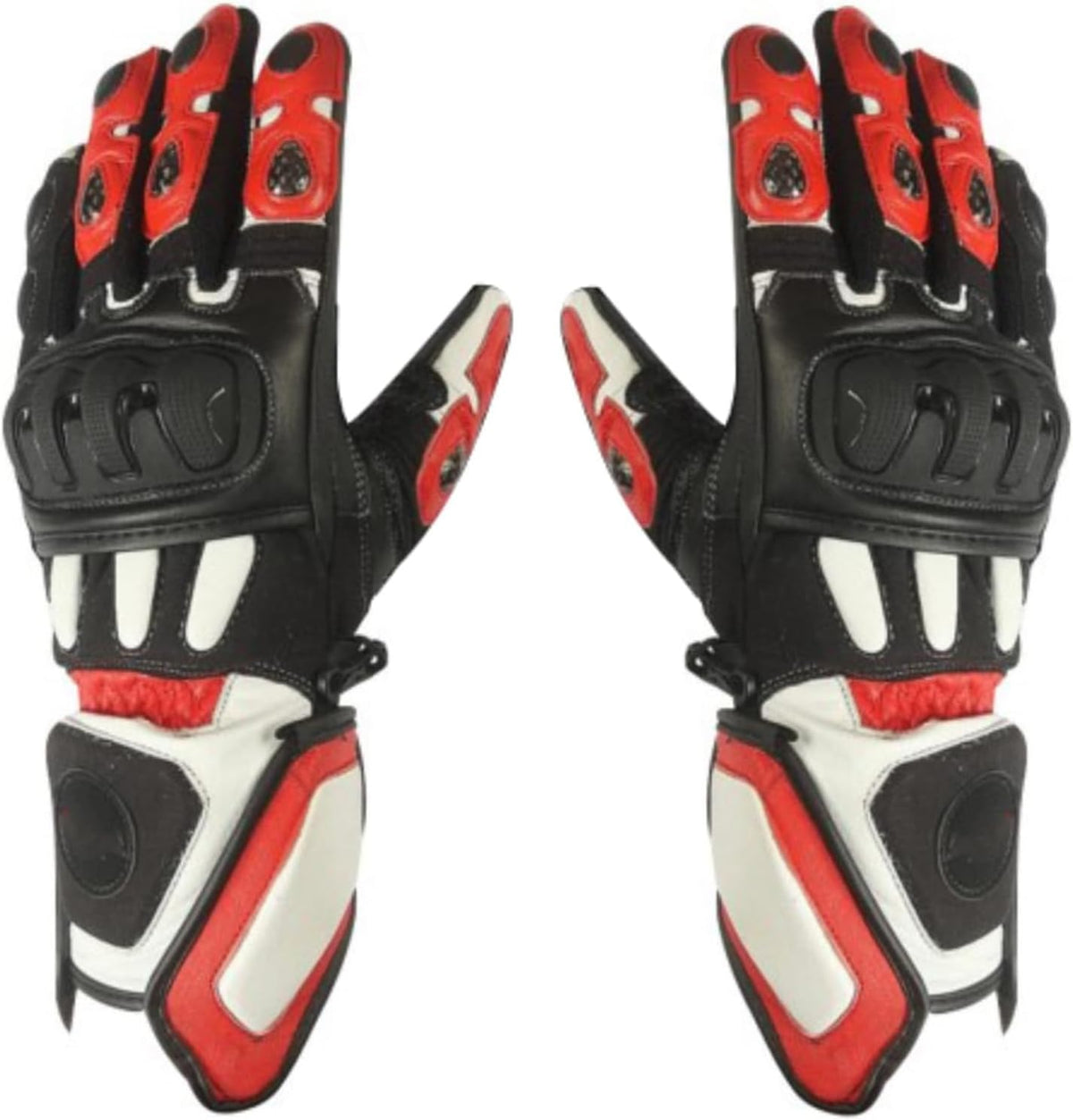 Herren Motorradhandschuhe Schwarz Rot mit Protektoren und Touring-Komfort