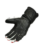 Herren Motorradhandschuhe Schwarz Rot Weiß mit Carbon-Protektor