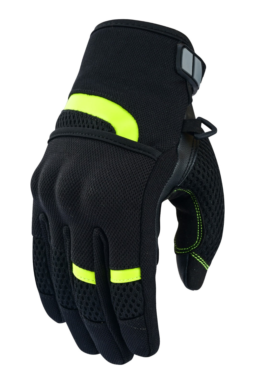 Herren Motorradhandschuhe Schwarz Grün mit Mesh-Belüftung und verstärkter Handfläche