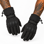 Herren Motorradhandschuhe Schwarz mit Langschaft und Handflächenpolster