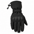 Herren Motorradhandschuhe Schwarz mit Langschaft und Handflächenpolster
