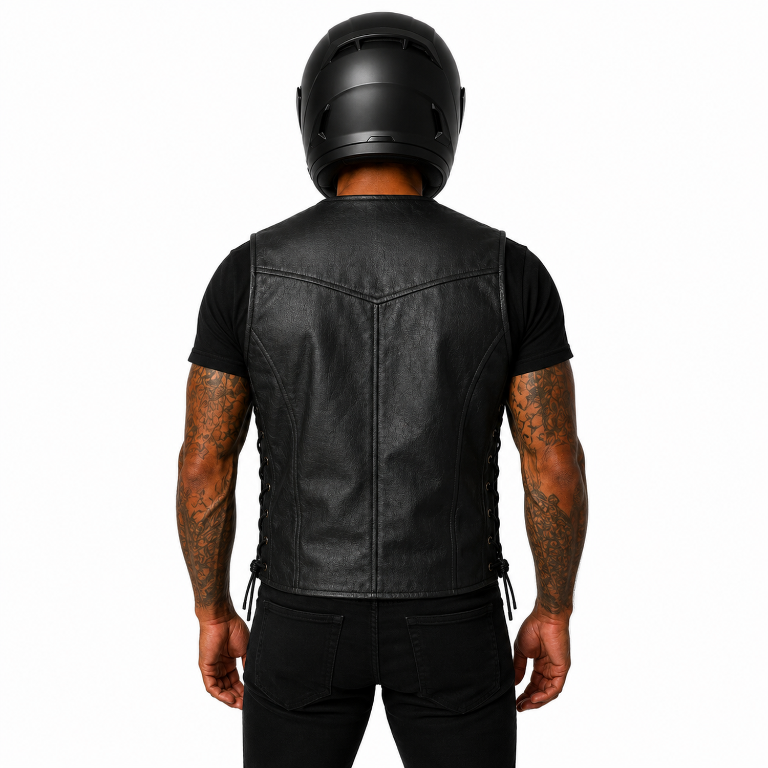 Herren Motorrad Lederweste aus Rindsleder – RM
