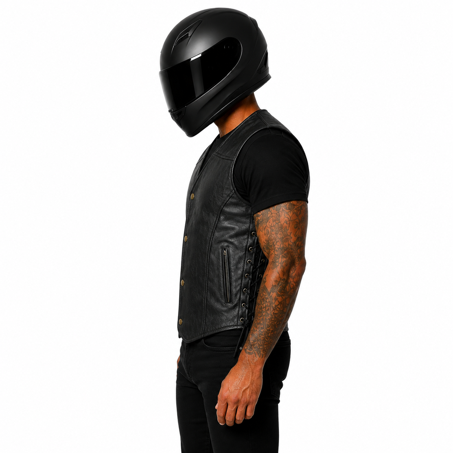 Herren Motorrad Lederweste aus Rindsleder – RM
