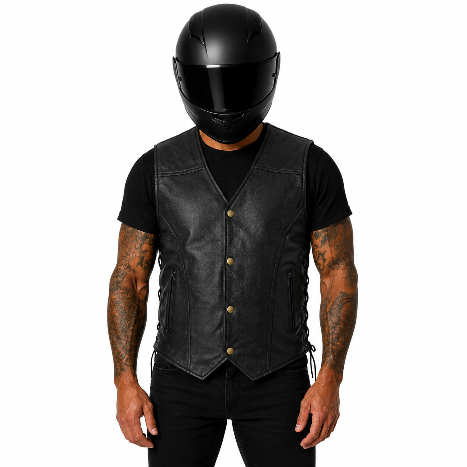 Herren Motorrad Lederweste aus Rindsleder – RM
